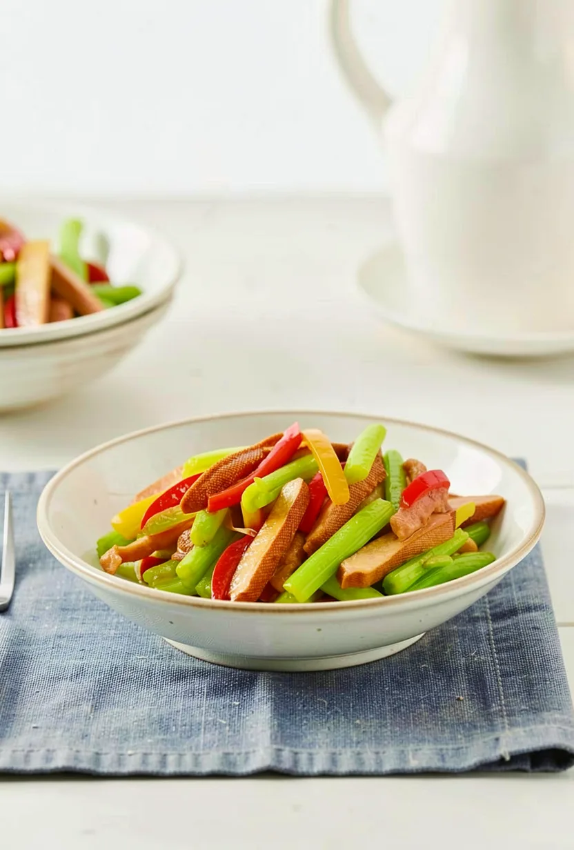 Stir-Fried Celery with Pork and Spiced Tofu