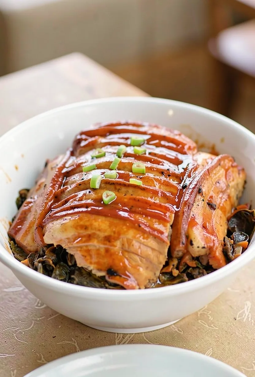 Braised Pork Belly with Preserved Mustard Greens