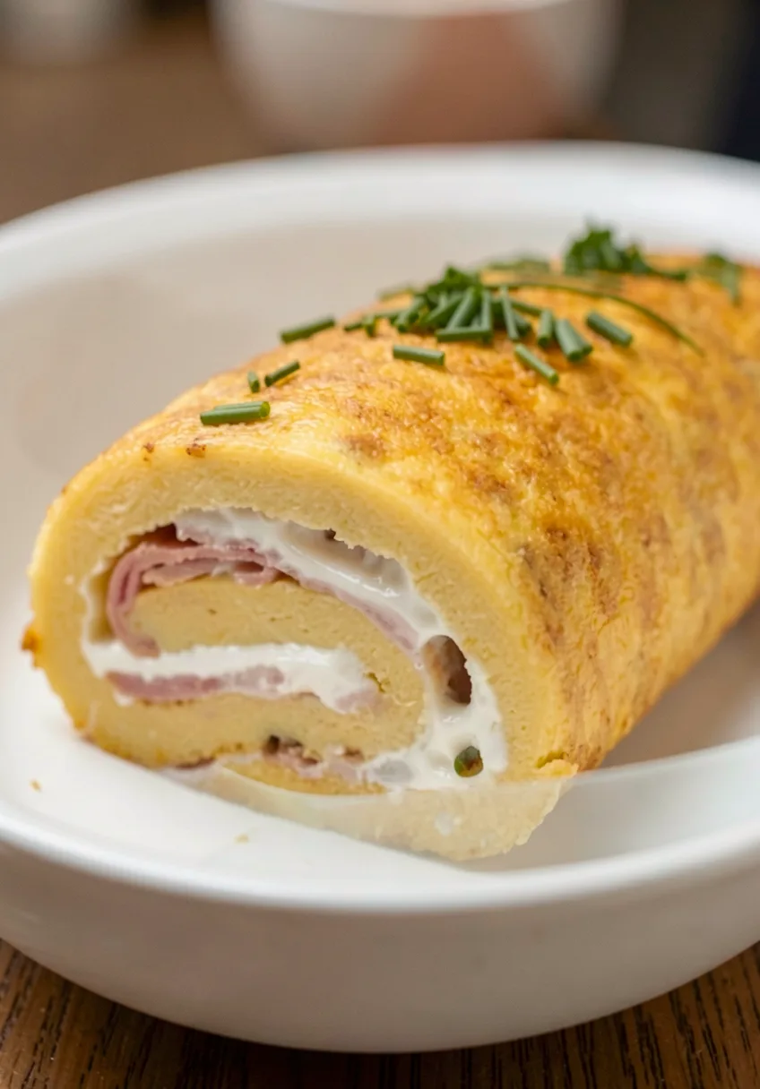 Rolled Omelette with Cream Cheese and Ham