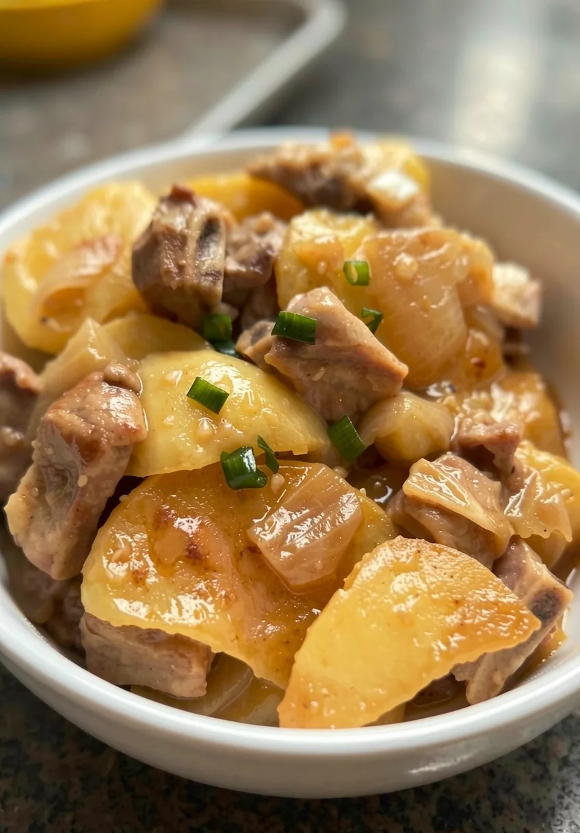 Braised Pork Chops with Onion and Potato